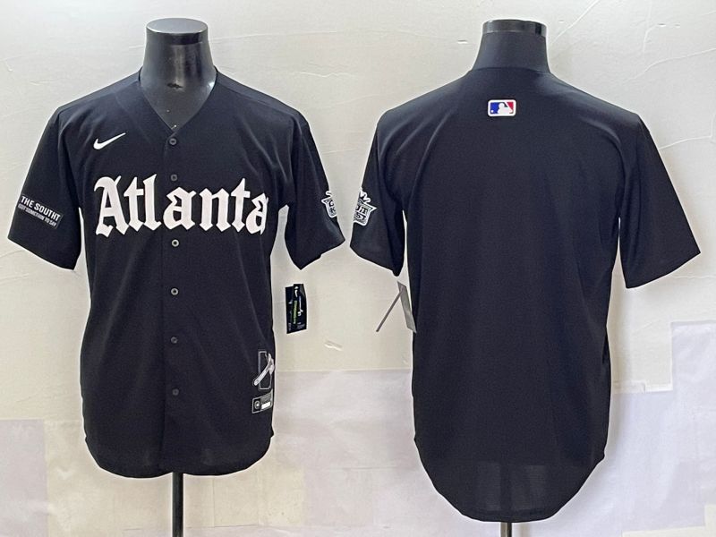 Men 2025 Atlanta Braves Blank Black Five generations Joint Name Nike MLB Jersey style 5